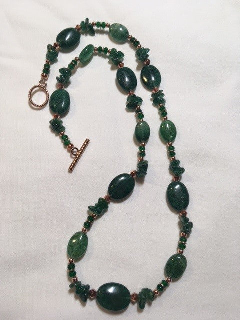 African jade and copper necklace